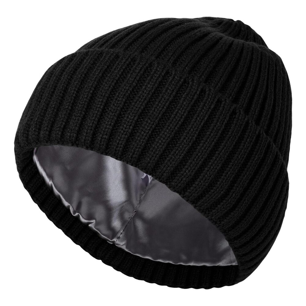 1373 Satin Lined Beanie , Winter Hats , Slouchy Silk Lined Beanie, Warm